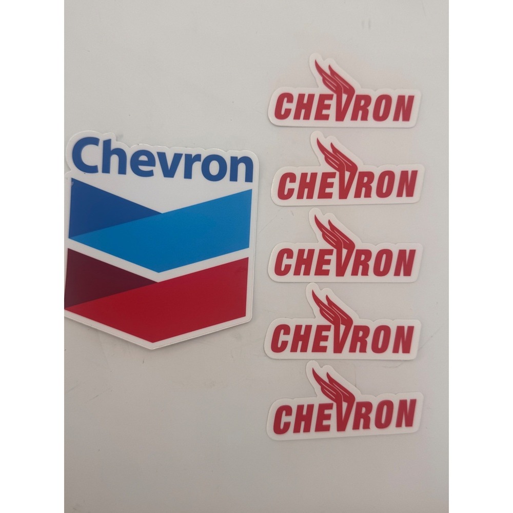 Chevron Gas Oil Company Logo Sticker Decal Set 6 Pack Blue Red White